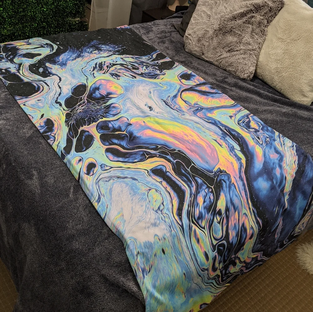 Trippy acid rainbow beach towel